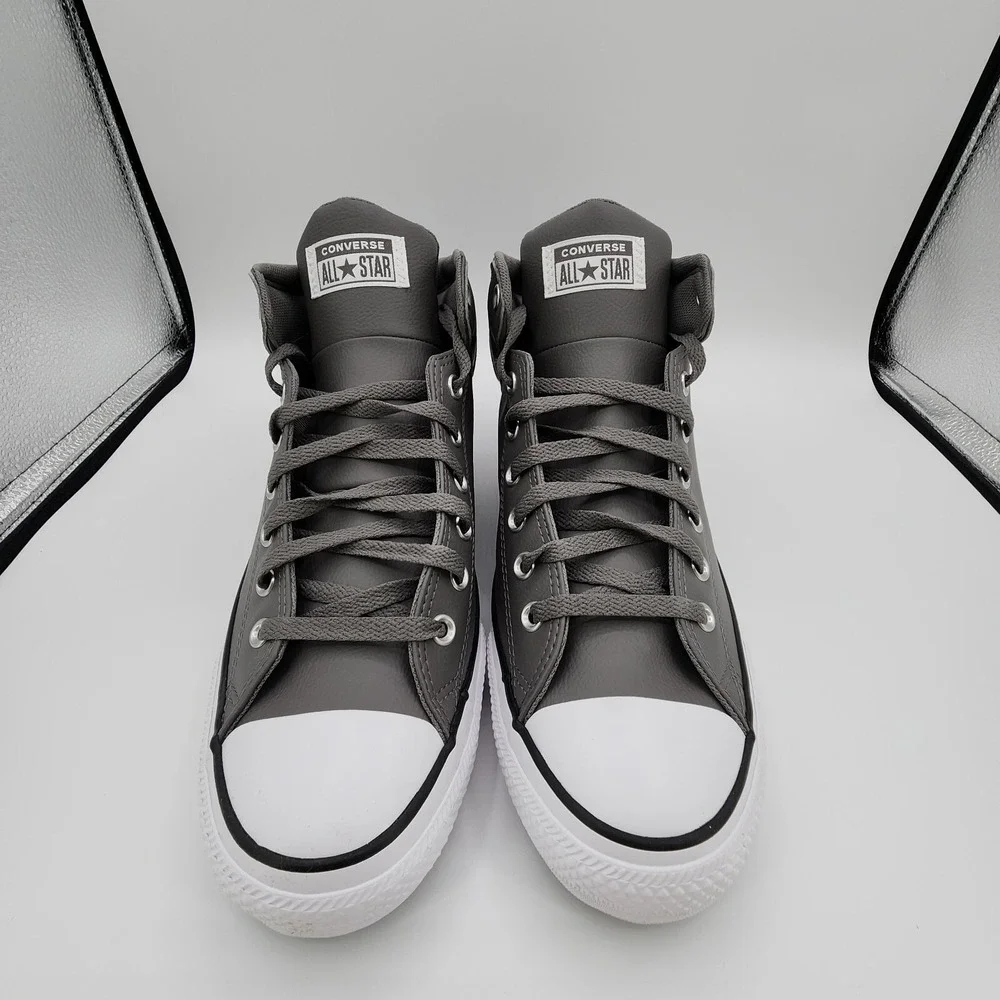 Chuck‎ Taylor All Star High Street Faux-Leather Shoes Mens 13 Sharkskin Gray NEW